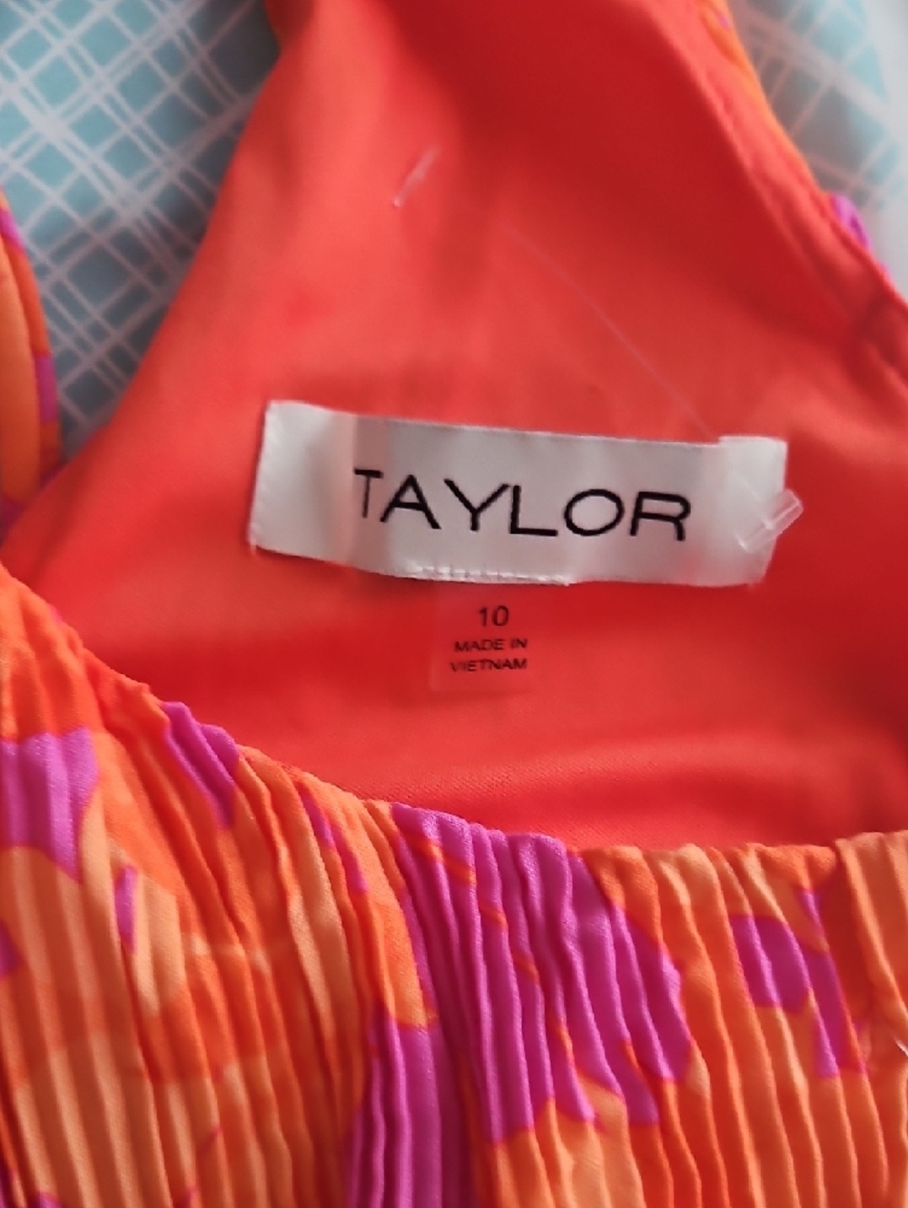 Taylor Bright Orange & Pink Halter Summer Dress - Picture 8 of 8